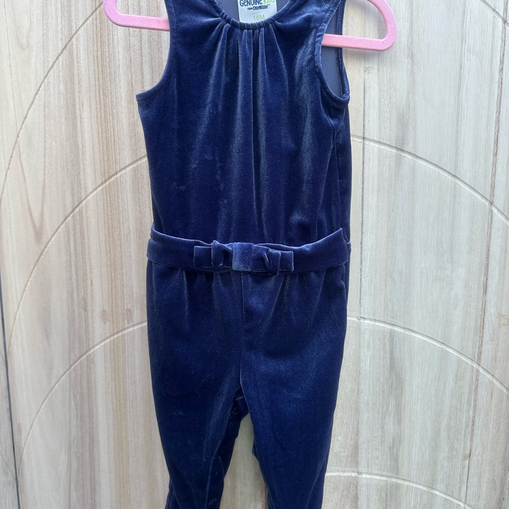 OshKosh B'gosh Blue Velvet Bodysuit with Fitted Bodice